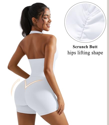 2 Piece Workout Sets for Women Halter Sports Bra Tank Gym Biker Shorts Outfits