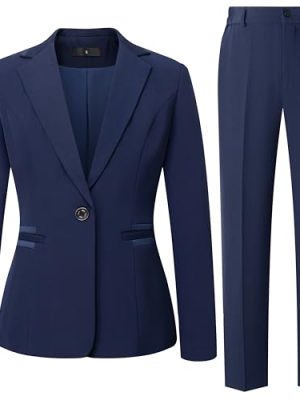 Women's 2 Piece Suit One Button Dressy Blazer Pants Suit Set Business Casual Outfits