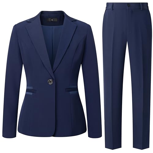 Women's 2 Piece Suit One Button Dressy Blazer Pants Suit Set Business Casual Outfits