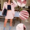 EXLURA Womens 2 Piece Sets Workout Zip Up Sweatshirts Matching Skort Skirt Sweatsuits Sweat Set Fall Tracksuit Pockets 2025