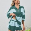 Womens 2 Piece Lounge Set Stripe Half Sleeve Oversized Shirts Shorts Summer Two Piece Workout Sets