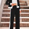Women's 2 Piece Outfits Long Sleeve Button Down Color Block Cardigan Sweater Sets Wide Leg Pant Lounge Set