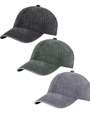 3 Pack Vintage Washed Cotton Adjustable Baseball Caps for Men Women Unstructured Low Profile Dad Hat