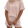 Womens Pajama Sets Short Sleeve Lounge Sets 2 Piece Pjs Tops and Shorts Outfits Matching Loungewear with Pockets