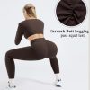2 Piece Workout Sets for Women Long Sleeve Padded Sports Bra High Waisted Gym Outfits with Pocket