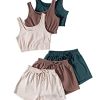 Summer Outfits for Women 2025 Vacation Beach 6 Pieces Crop Tank Top and Shorts Matching Sets