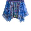 2 Piece Set Print Tube Top Elastic Waist Shorts Suit Female Casual Vacation Blue Suits
