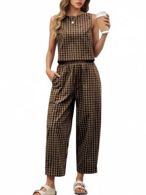 2 Piece Sets For Women 2025 Summer Matching Wide Leg Crop Pants Outfits Travel Vacation Beach Lounge Sets