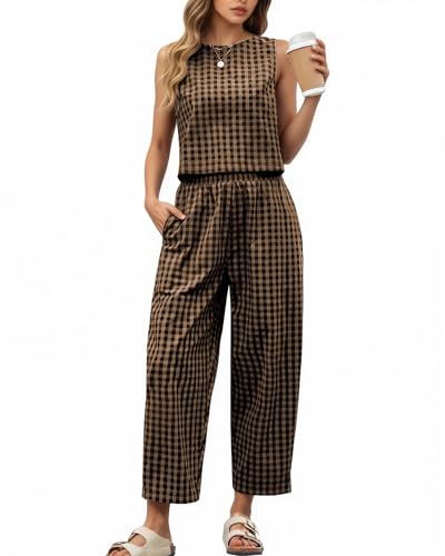 2 Piece Sets For Women 2025 Summer Matching Wide Leg Crop Pants Outfits Travel Vacation Beach Lounge Sets