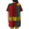 African Style Patchwork 1 Print Cute Short Sleeve Pajama Set For Women Casual Loungewear With Pockets Four Seasons