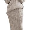 Women's Winter Chunky Cable Knit Long Skirt 2 Piece Outfit Sweater Sets