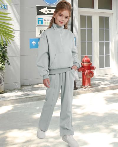 Girls Sweatsuit 2 Piece Fall Outfits Clothing Set Kids Teen Pullover Sweatshirt & Sweatpants Tracksuit Top Pants Set