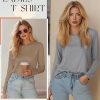 4 Pack Women' Long Sleeve Shirts Tops Casual Loose Fit Crew Neck Basic Tee Fashionable Workout Layer Fall Outfit