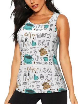 Delicious Coffee Print Women's Workout Tank Top Quick-Drying Activewear Summer Fitness Outdoor Adventures