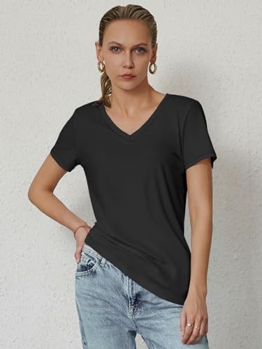 Womens Tops Shirts for Women Short Sleeve V Neck Tee Summer Fashion Trendy Soft Casual Spring Clothes Outfits Beach