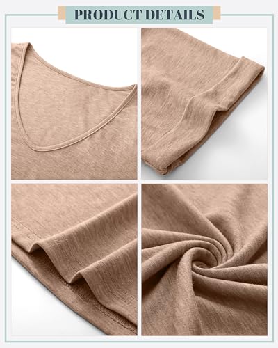 2 Pcs Women's Tops, Deep V Neck Short Sleeve Tops Casual Solid Loose T Shirt Summer Tees for Women