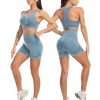 3 Piece Workout Sets for Women Butt Lifting Leggings with High Impact Sports Bra Gym Shorts