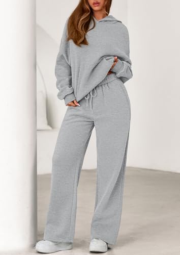 Women's 2 Piece Outfits Fall Sweatsuits Oversized Hoodies Wide Leg Sweatpants Tracksuits Lounge Matching Sets