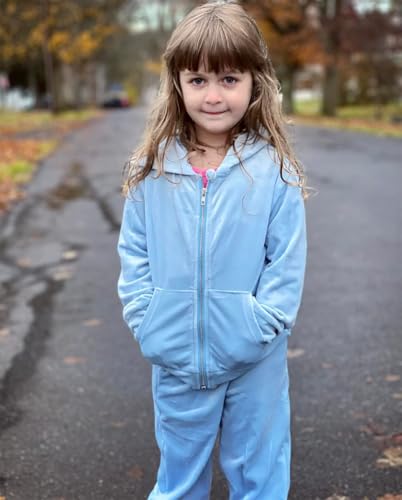 2 Piece Outfits for Girls Velour Tracksuit Hoodie and Jogger Set Sweatsuit Athletic Clothes Sets