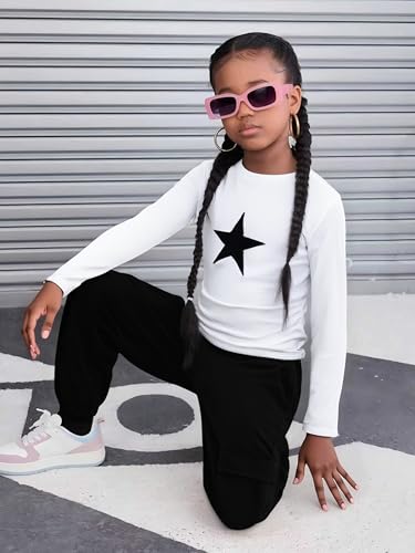 Tween Girls Clothes Ribbed Star Printed Shirt + Cargo Pants Sets Fall Outfits Sizes 7-16 Years