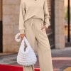 Two Piece Sets for Women Lounge Sets Casual V Neck Sweatshirt and Wide Leg Sweatpants Matching Sets Women Clothing