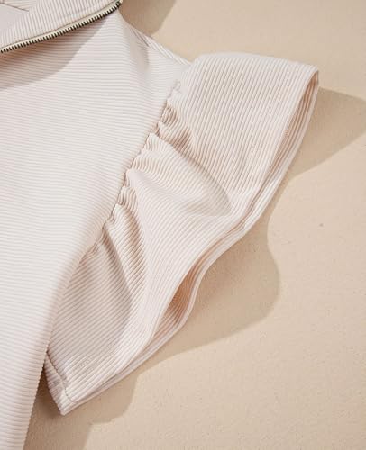 Two Piece Sets for Women Summer Outfits Ruffle Cap Sleeve Zip Top Wide Leg Pants Lounge Set Tracksuits