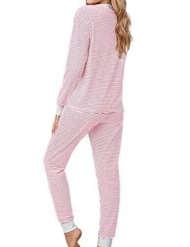 Women's Pajama Sets 2 Piece Striped Lounge Sets Long Sleeve Top and Pants Soft Sleepwear Pjs 2025 Fall Outfits