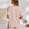 Womens Pajama Sets Short Sleeve Lounge Sets 2 Piece Pjs Tops and Shorts Outfits Matching Loungewear with Pockets