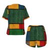Women'S African Style Patchwork Print Pajamas Set,Womens Pj Sets For Summer,Loungewear Sets With Cooling Fabric
