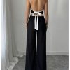Women's Summer 2 Piece Outfits Halter Crop Tops and Wide Leg Pants Business Casual Sets