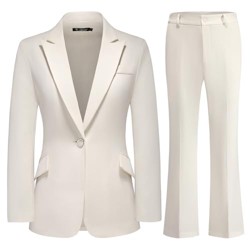 Women's Suit 2 Piece Set Pinstripe Blazer and Bootcut Dressy Pants Set for Work Office Business Outfits