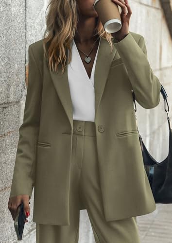 Women's Two Piece Outfits Dressy Blazer Jacket Wide Leg Pants 2025 Fall Business Casual Office Work Suit Sets