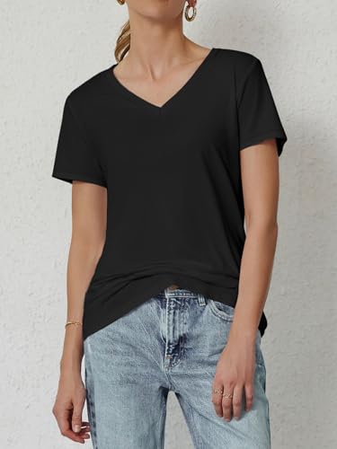 Womens Tops Shirts for Women Short Sleeve V Neck Tee Summer Fashion Trendy Soft Casual Spring Clothes Outfits Beach