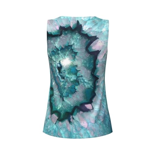 Teal Agate Print Women's Workout Tank Top Quick-Drying Activewear Summer Fitness Outdoor Adventures