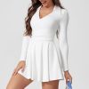 Womens Golf Tennis Dress Athletic Workout Sports Active Long Sleeve Dresses with Shorts Pockets Cute Summer Outfits