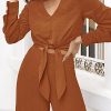 Women's 2 Piece Outfits 2025 Fall Fashion V Neck Long Sleeve Strappy Crop Top Wide Leg Pant Lounge Sets