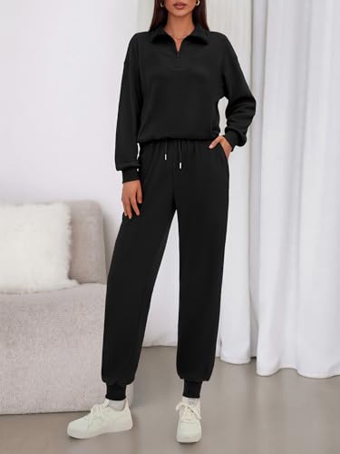 Women's 2 Piece Tracksuit Fall Outfits 2025 Long Sleeve Half Zip Sweatshirt Sweatpants Lounge Set Sweatsuits