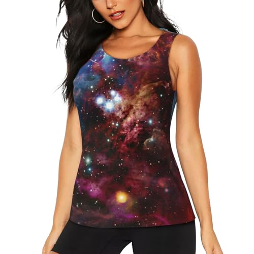 Night Sky Print Women's Workout Tank Top Quick-Drying Activewear Summer Fitness Outdoor Adventures
