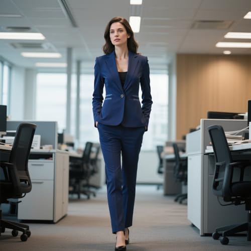 Women's 2 Piece Suit One Button Dressy Blazer Pants Suit Set Business Casual Outfits