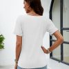 2 Pcs Women's Tops, Deep V Neck Short Sleeve Tops Casual Solid Loose T Shirt Summer Tees for Women