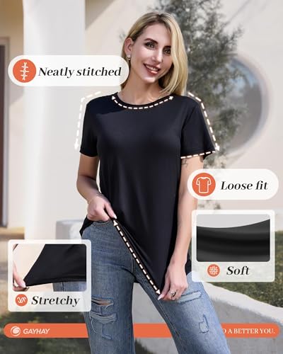 3 Pack Womens T-Shirts - Short Sleeve Spring Summer Tops Crew Neck Trendy Casual Work Soft Basic Tees for Ladies 2025