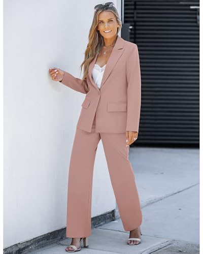 2 Piece Pant Suits for Women Dressy Blazer High Waisted Pants Sets Business Casual Outfits