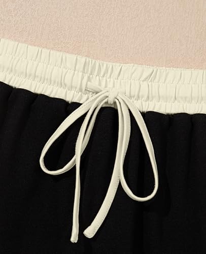 Lounge Sets for Women 2 Piece Skirt Colorblock Drop Shoulder T Shirt and Skort Set Summer Tracksuits