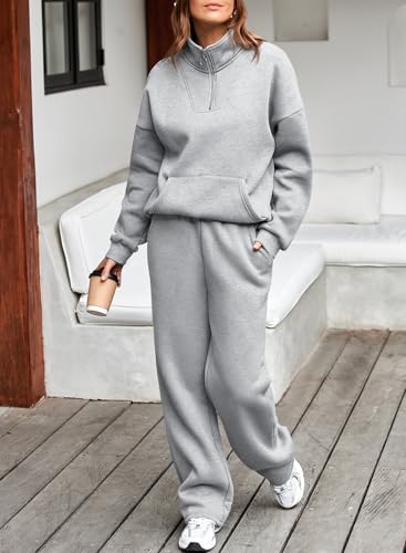 Womens 2 Piece Outfits Matching Sweat Sets Sweatsuit Tracksuit Zip up Sweatshirt and Sweatpants Lounge Sets