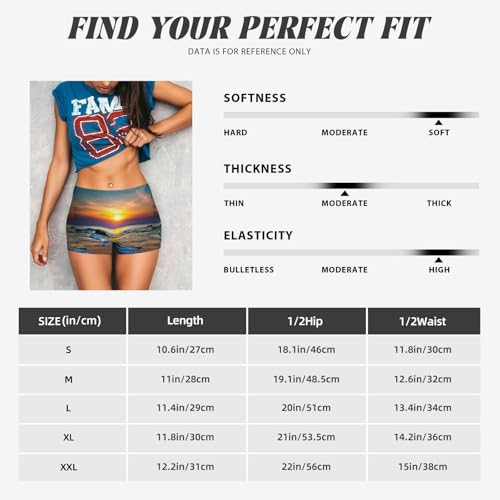 Beach and Sunset Print Women's Workout Shorts Elastic Athletic Gym Shorts Summer Seamless High-Waisted Yoga
