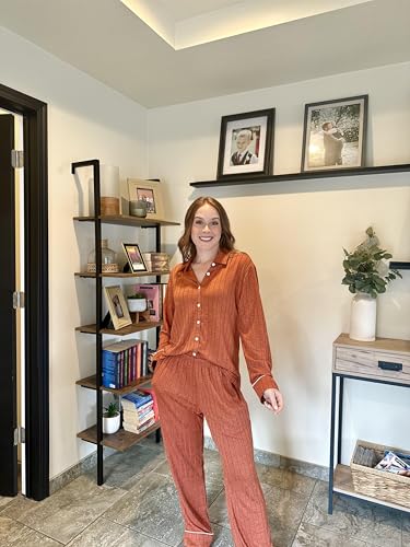 Womens Pajama Sets Long Sleeve Ribbed Knit Lounge Set Button Down Soft 2 Piece Pjs With Pockets