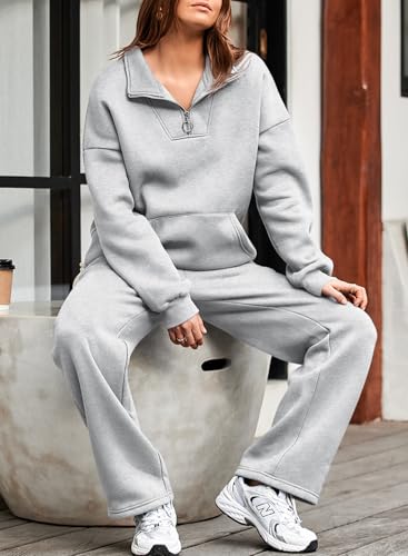 Womens 2 Piece Outfits Matching Sweat Sets Sweatsuit Tracksuit Zip up Sweatshirt and Sweatpants Lounge Sets