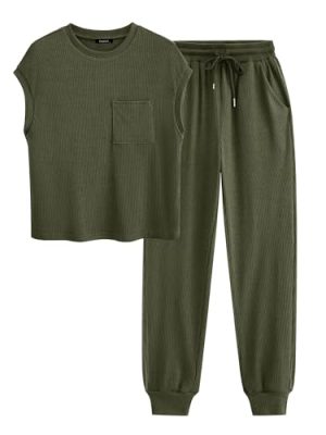 Women's Two Piece Tracksuit Outfits Summer Short Sleeve Tops Long Pants Jogger Lounge Matching Sets Sweatsuit