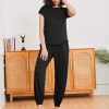Pajamas for women 2 Piece Lounge Set Cap Sleeve Sleepwear Joggers Pants Pjs with Pockets S-XXL