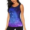 Blue Galaxy Print Women's Workout Tank Top Quick-Drying Activewear Summer Fitness Outdoor Adventures